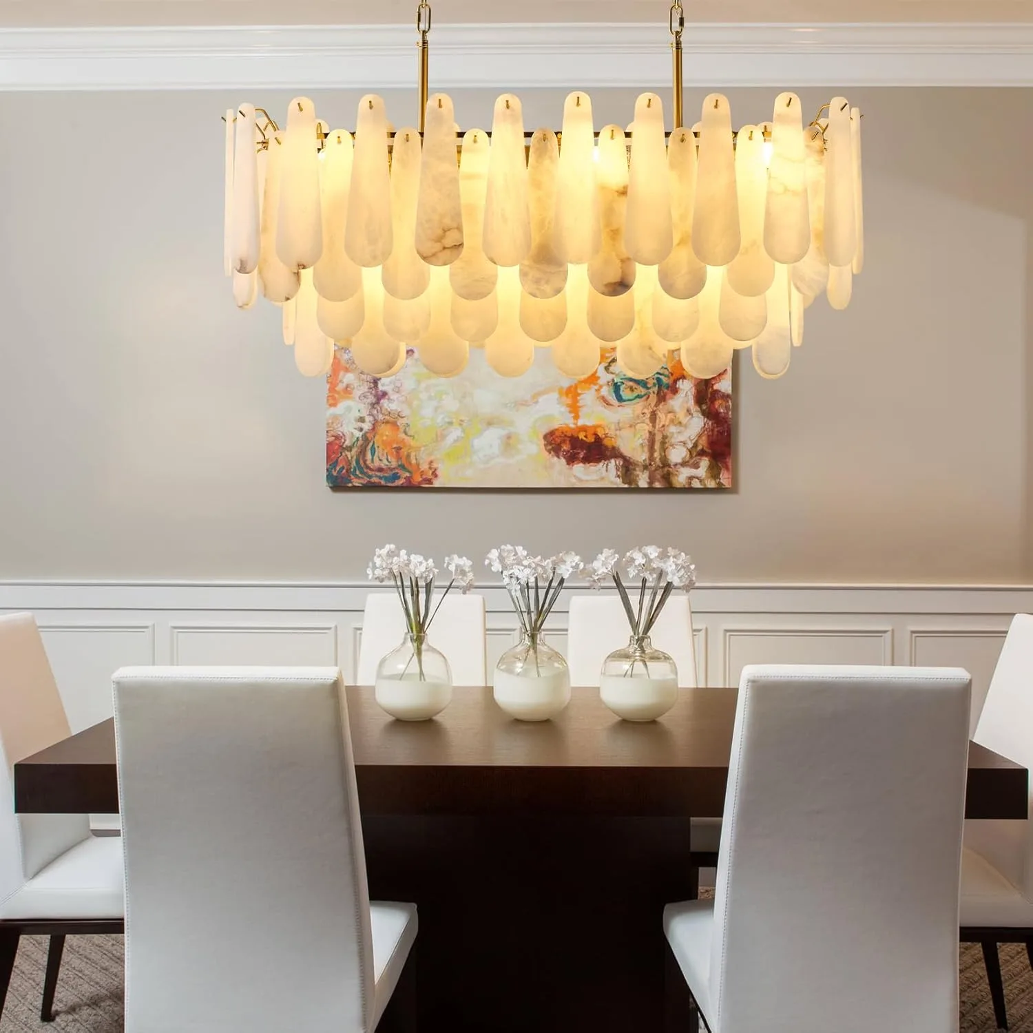 Luminous Alabaster Raindrop Chandelier image 3