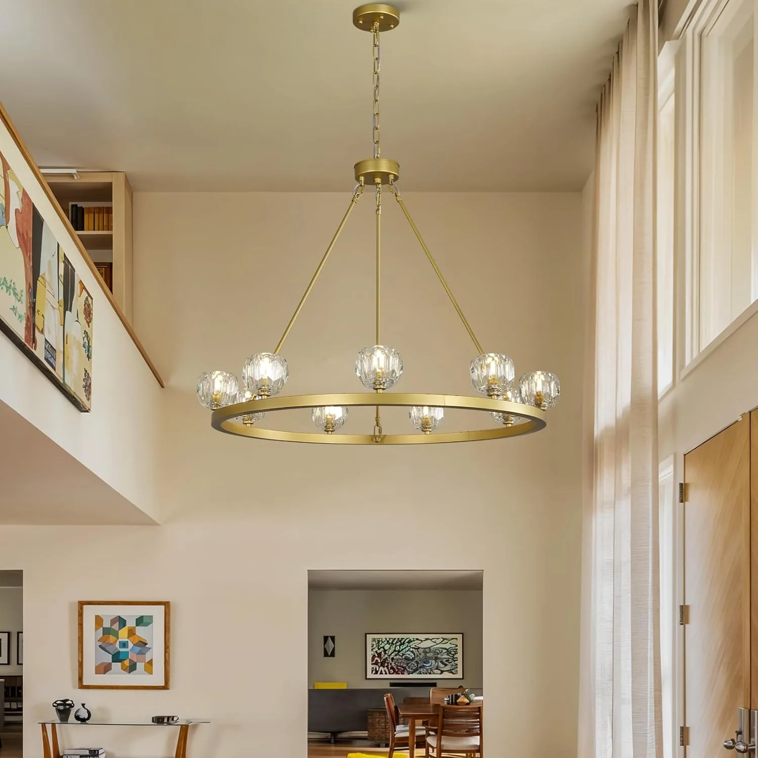 Gilded Crystal Ring Chandelier image 4