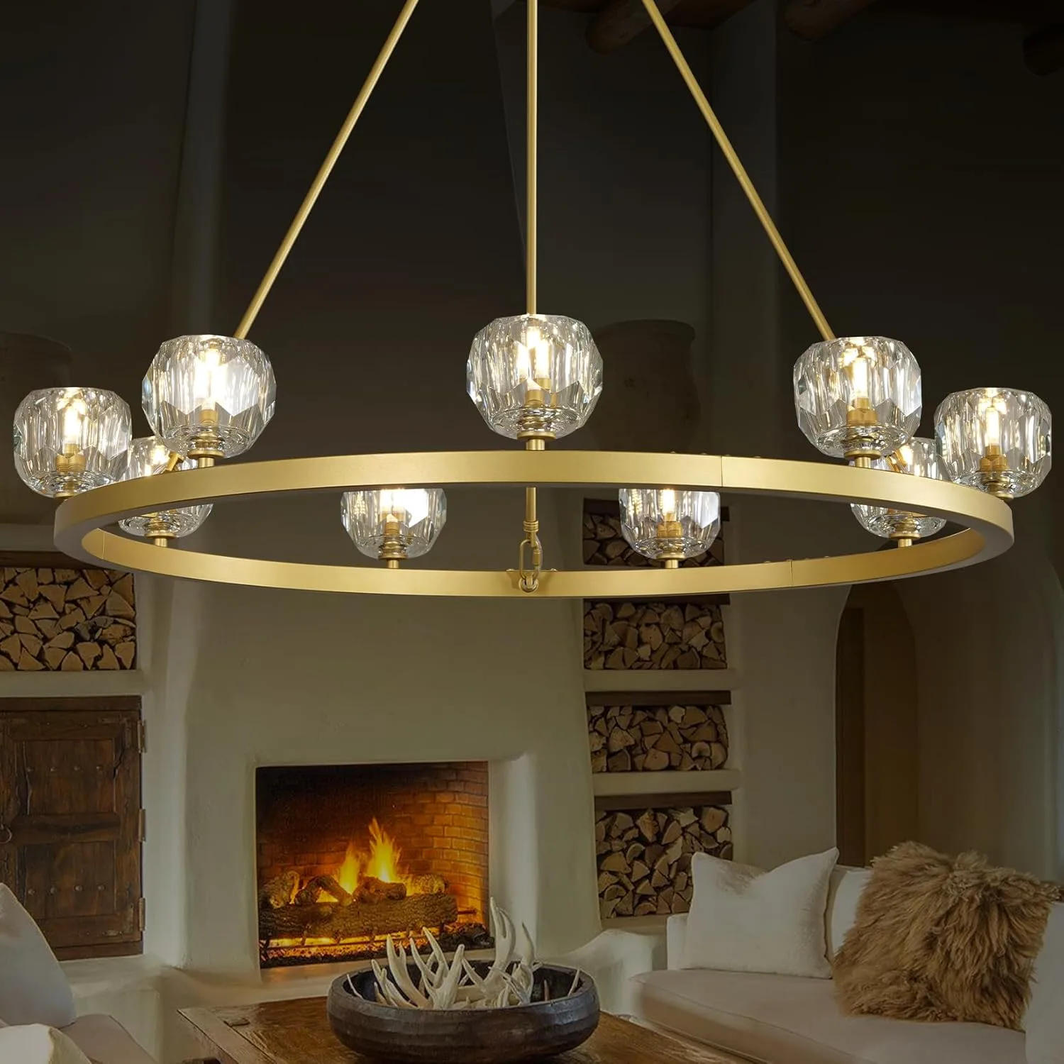 Gilded Crystal Ring Chandelier image 3