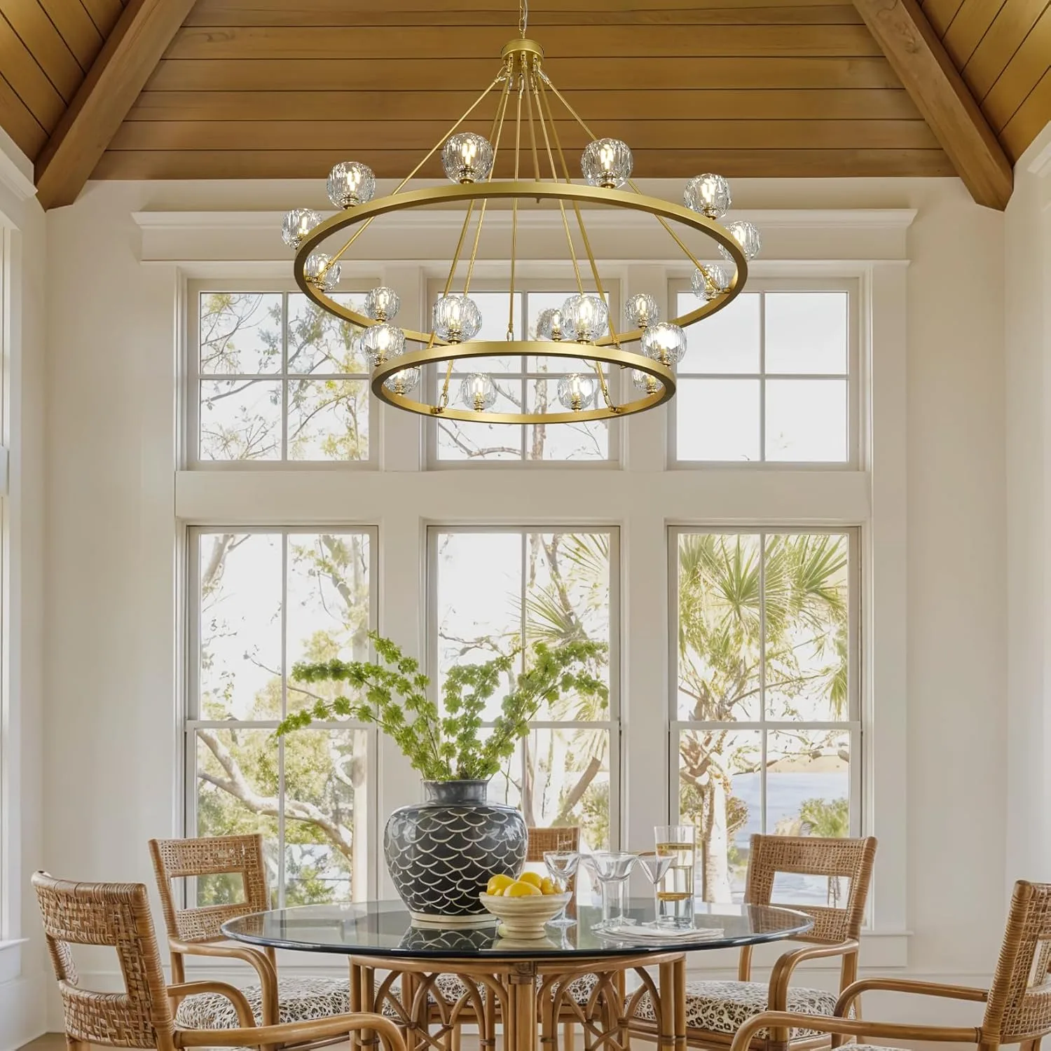Gilded Ring Glass Chandelier image 2