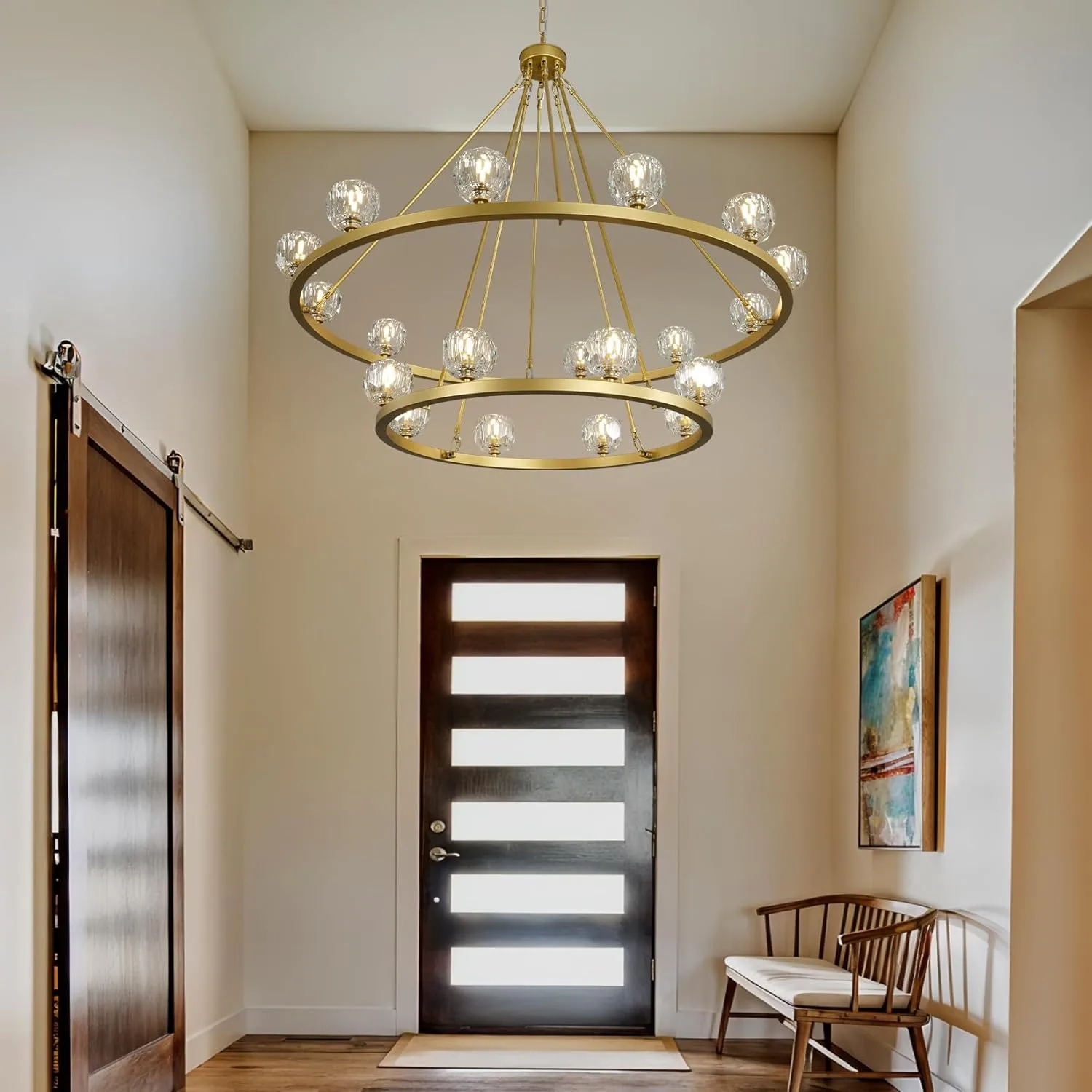 Gilded Ring Glass Chandelier image 5