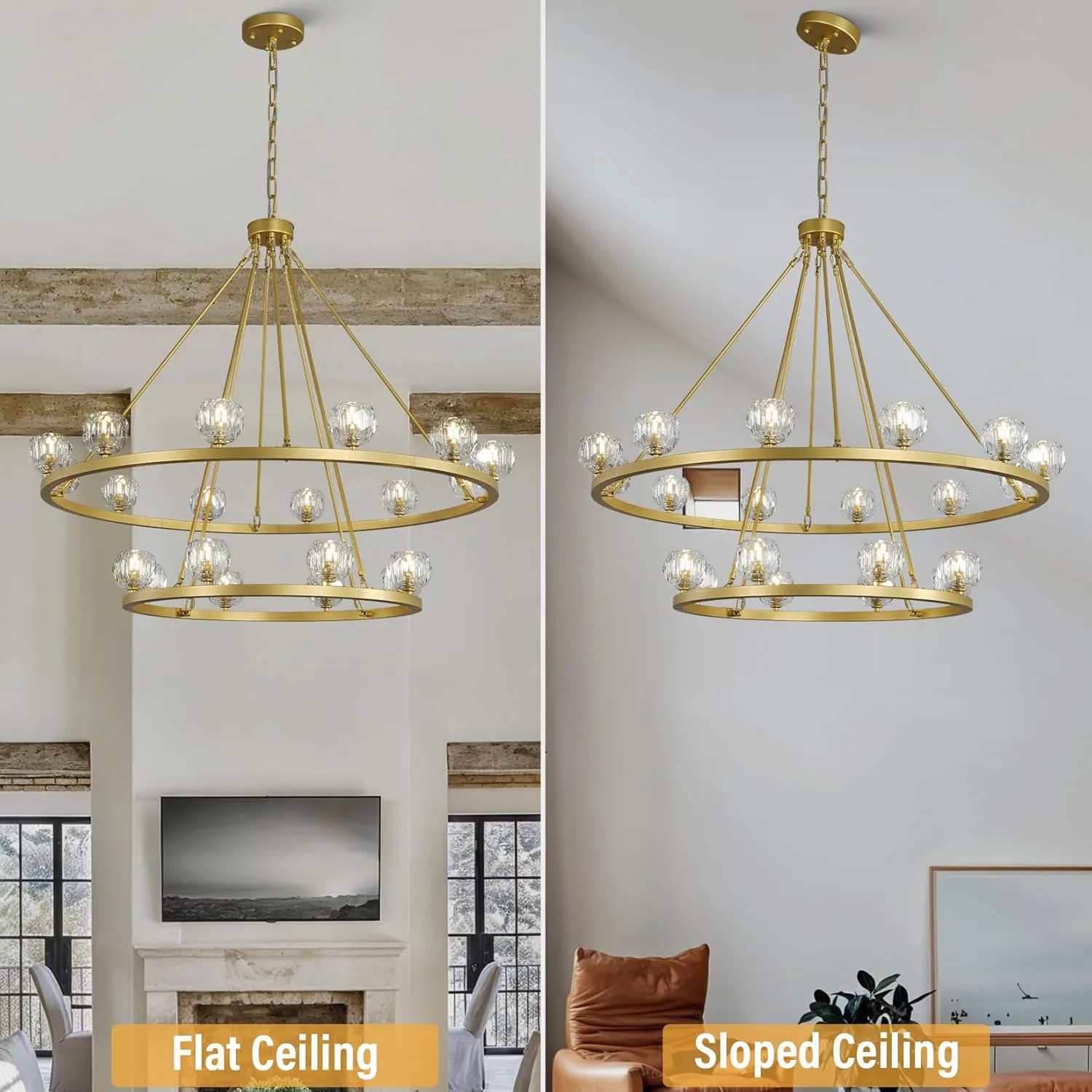 Gilded Ring Glass Chandelier image 4