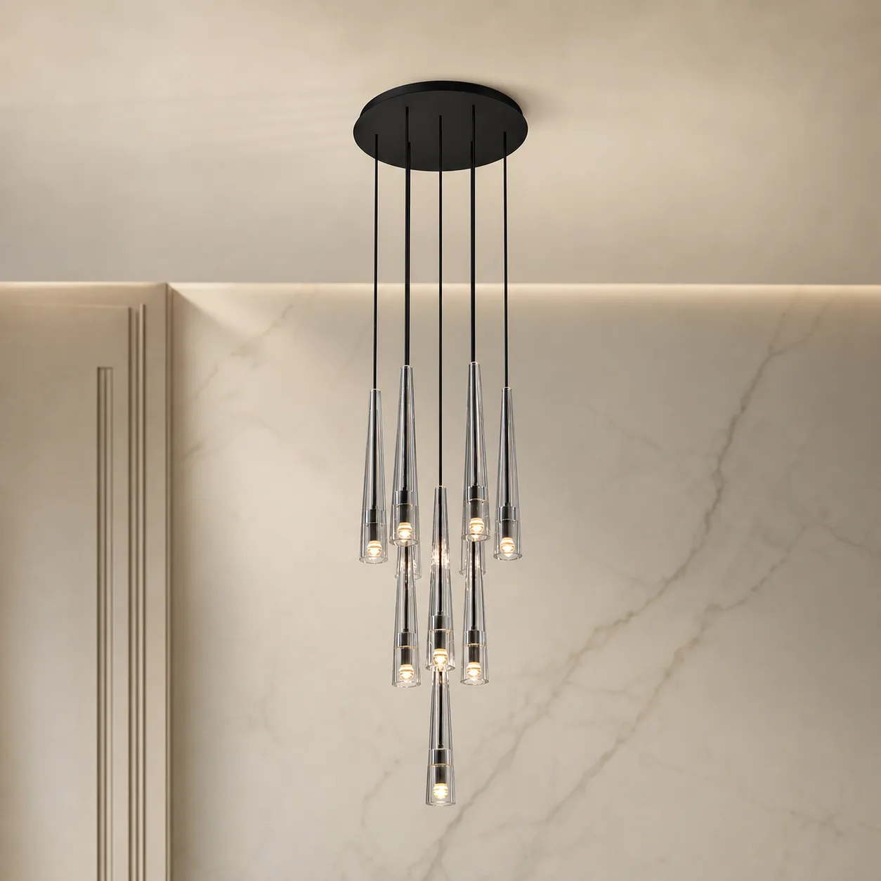 Sleek Glass Cluster Chandelier custom chandeliers