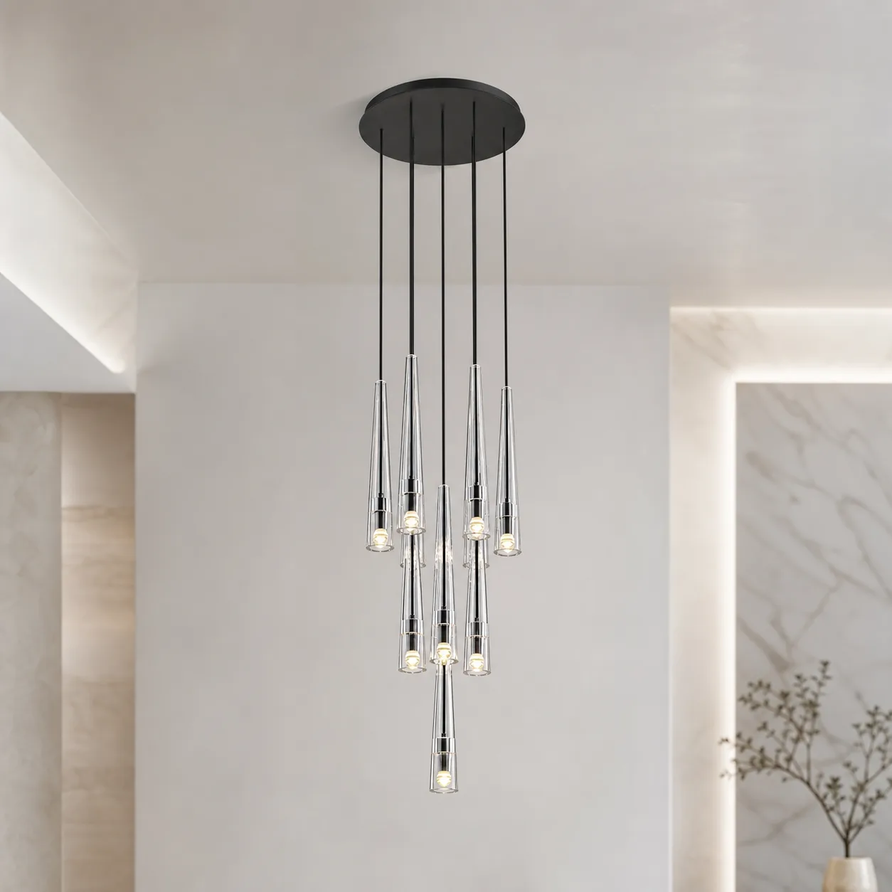 Sleek Glass Cluster Chandelier image 3