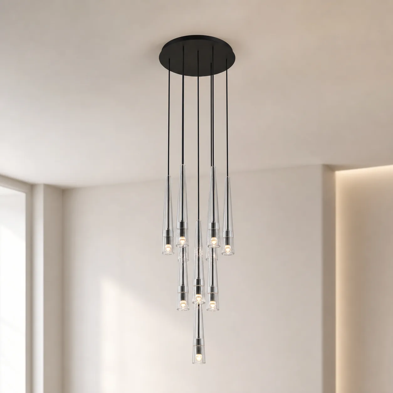 Sleek Glass Cluster Chandelier image 5