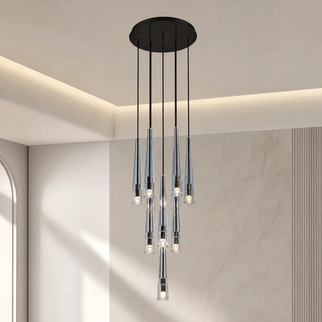 Sleek Glass Cluster Chandelier image 2