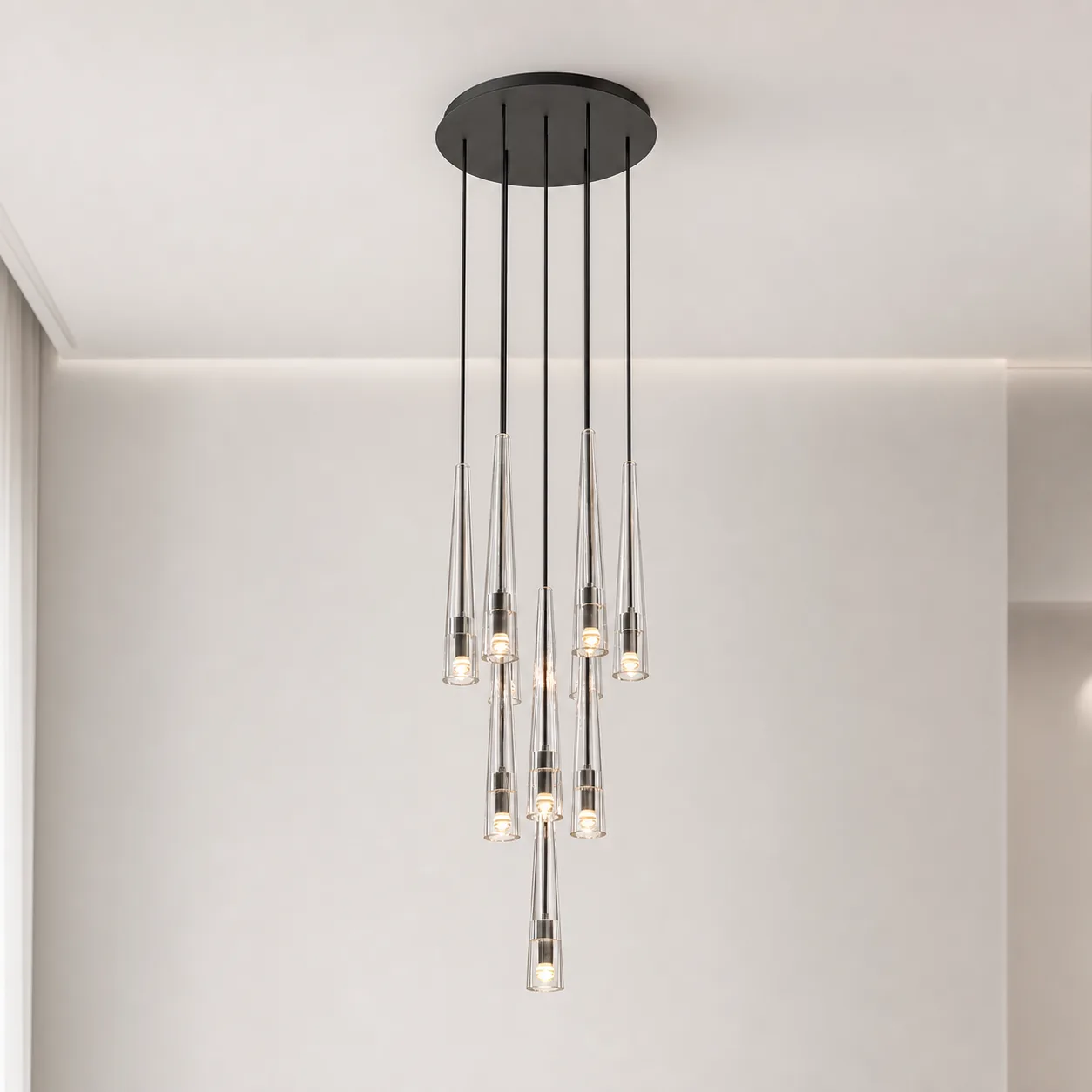 Sleek Glass Cluster Chandelier image 6
