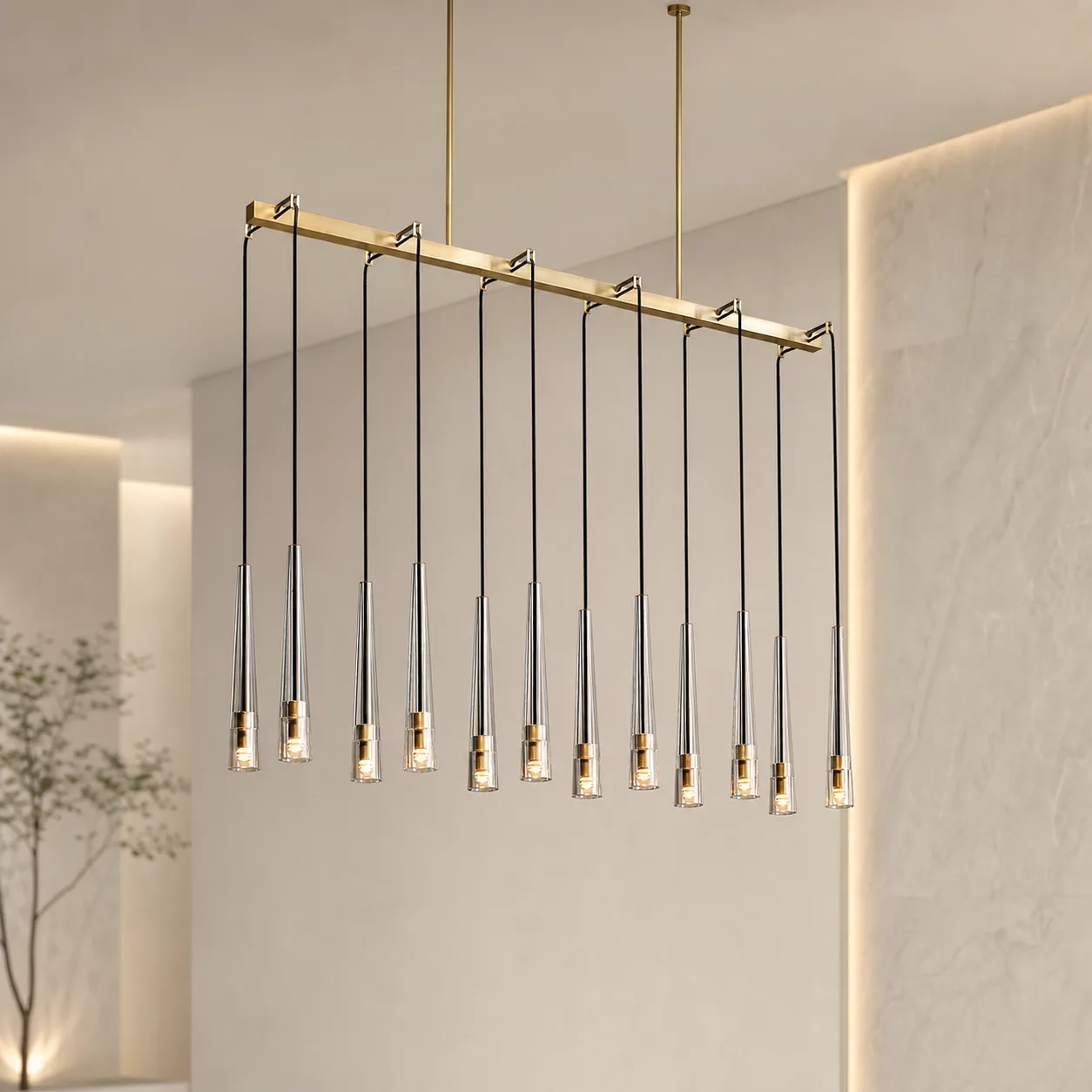 Gilded Linear Glass Chandelier image 4