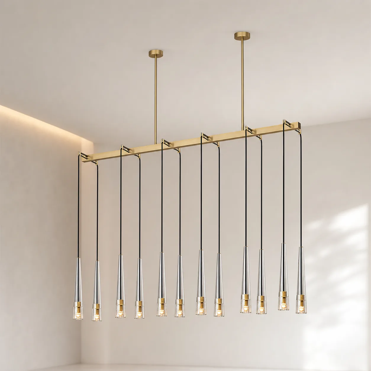 Gilded Linear Glass Chandelier image 5