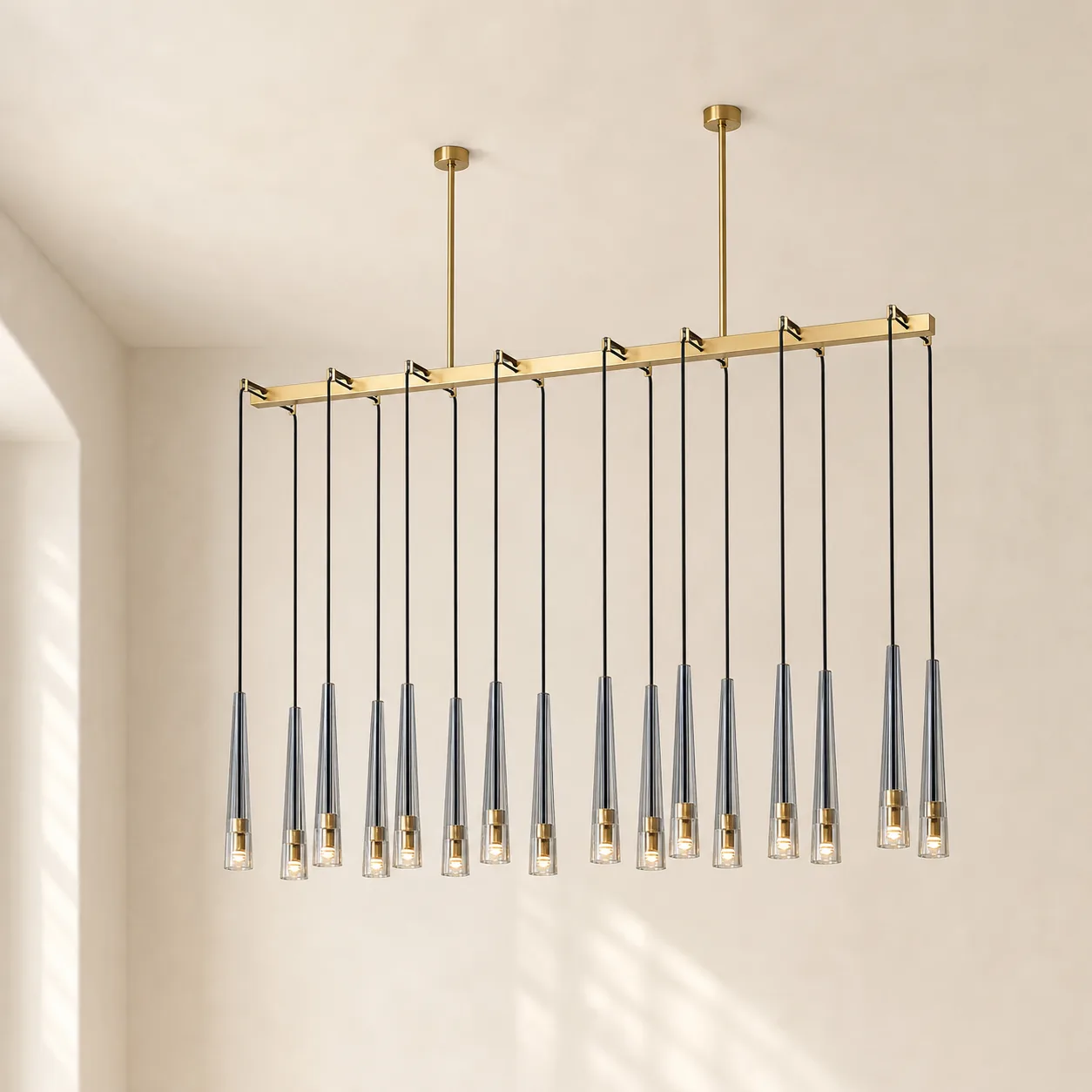Gilded Linear Glass Chandelier image 2