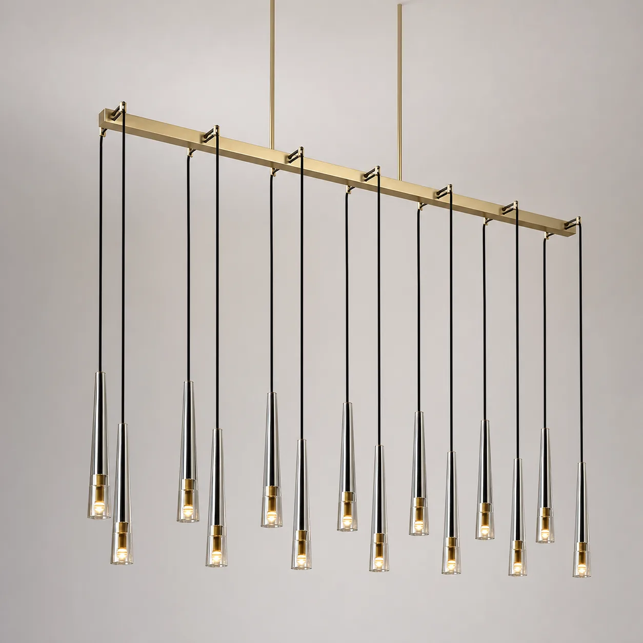 Gilded Linear Glass Chandelier custom chandeliers