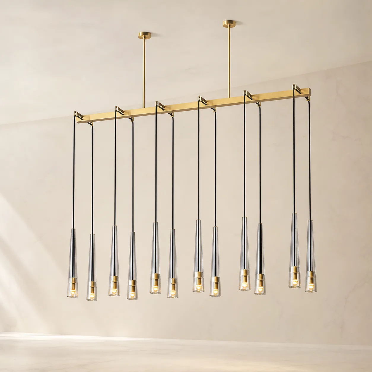 Gilded Linear Glass Chandelier image 6