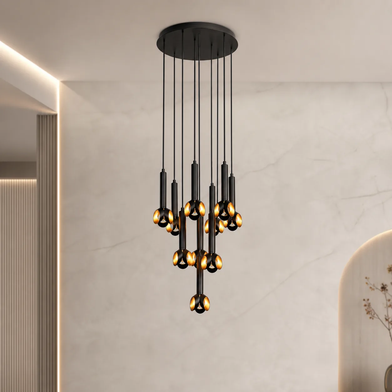 Noir Amber Cluster Chandelier image 2