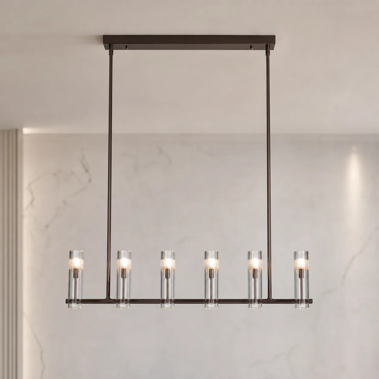 Auburn Glass Linear Chandelier custom chandeliers