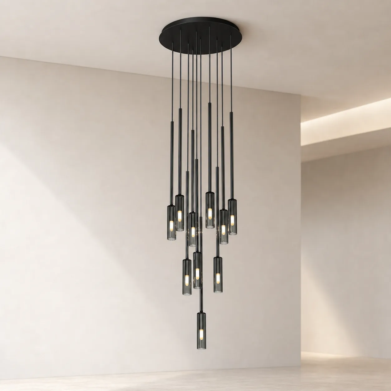 Noir Smoked Glass Cascade Chandelier image 4
