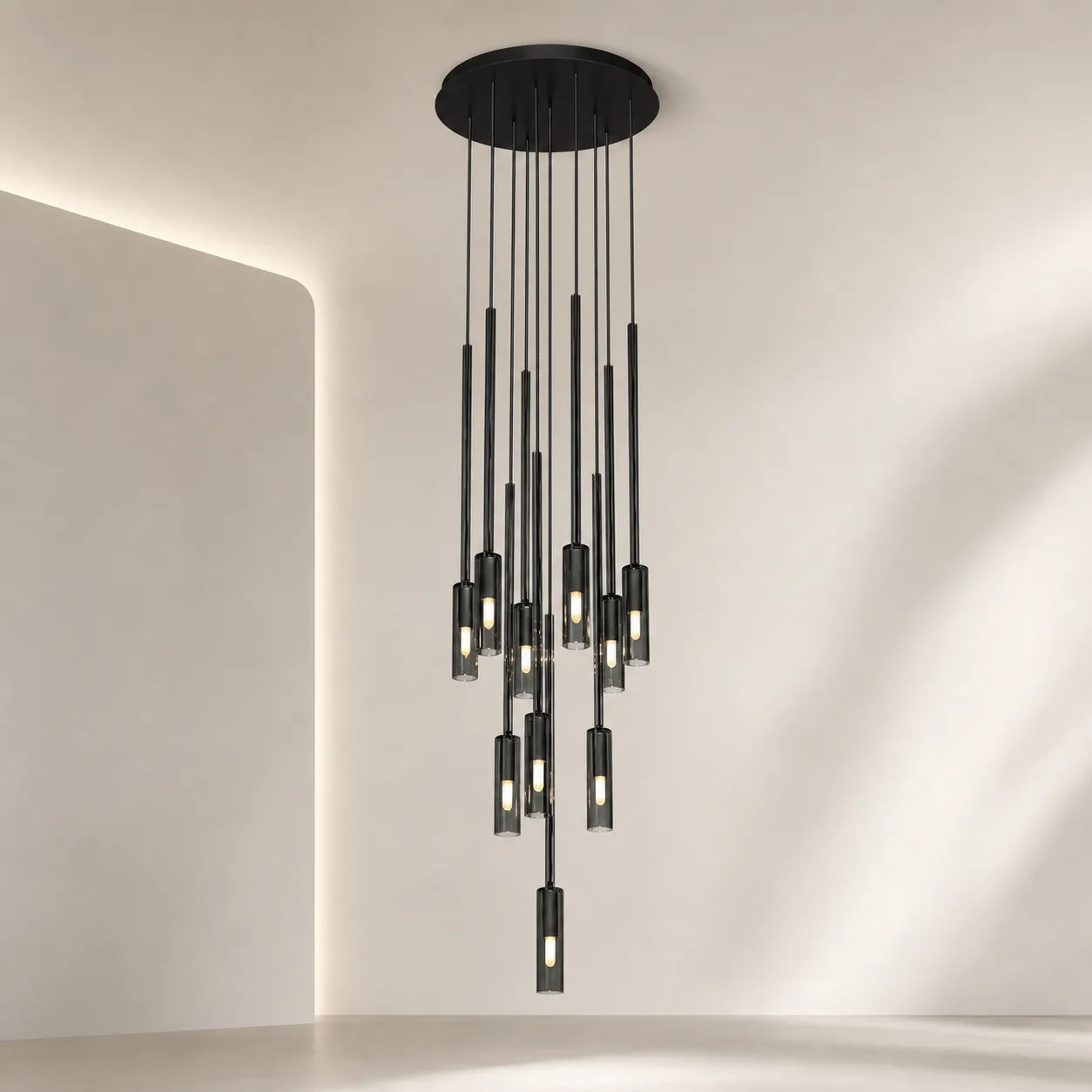 Noir Smoked Glass Cascade Chandelier image 2