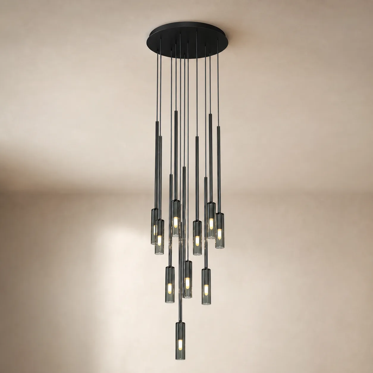 Noir Smoked Glass Cascade Chandelier image 3