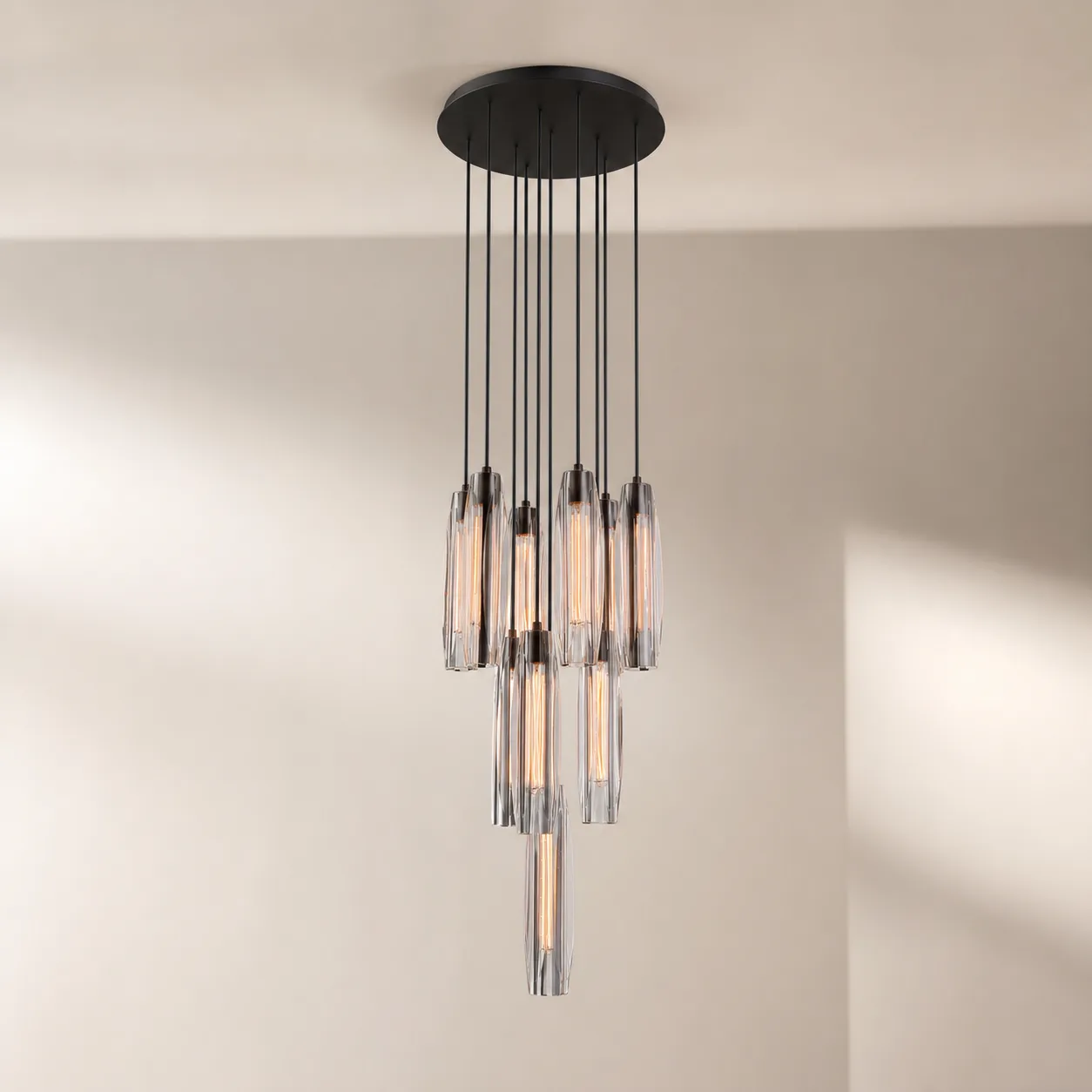 Luminous Smoked Glass Chandelier image 4