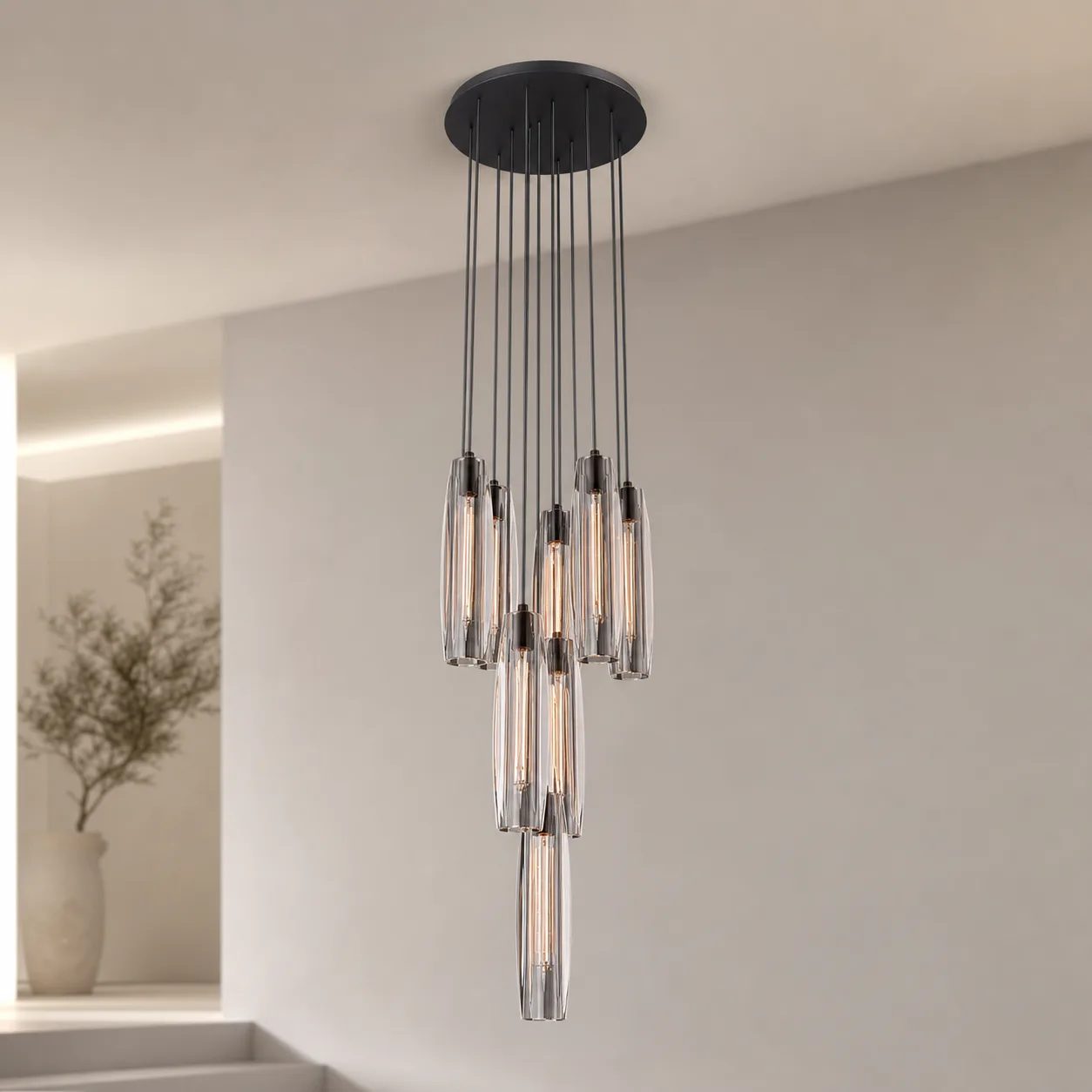 Luminous Smoked Glass Chandelier image 2