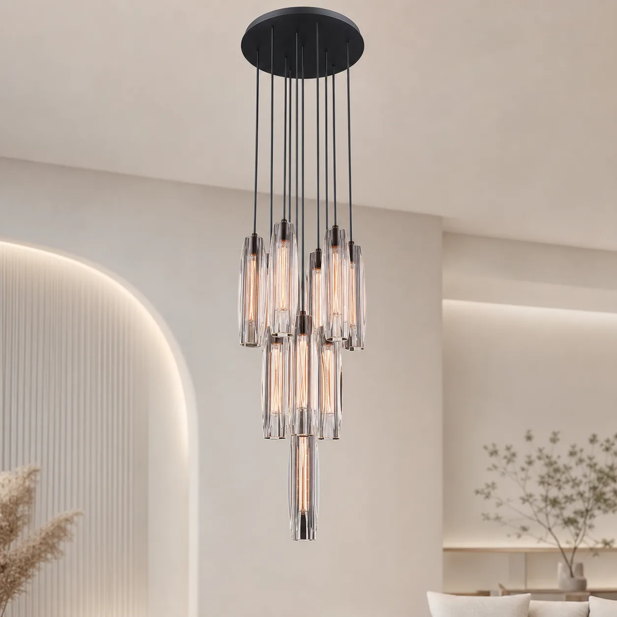 Luminous Smoked Glass Chandelier image 3