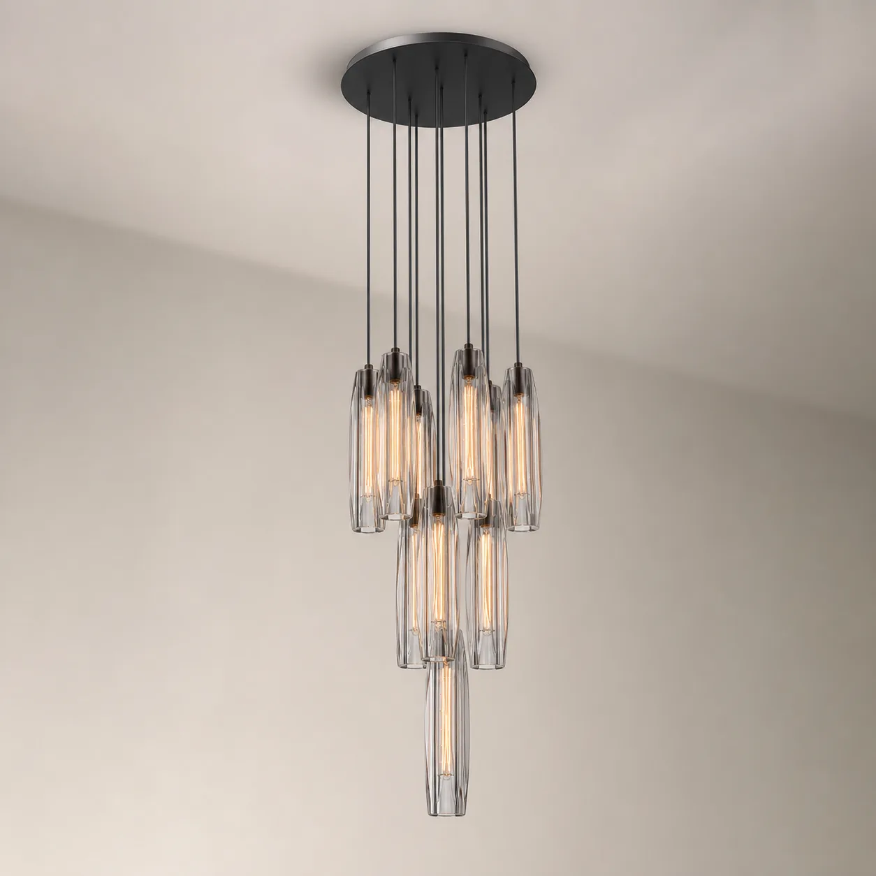 Luminous Smoked Glass Chandelier custom chandeliers