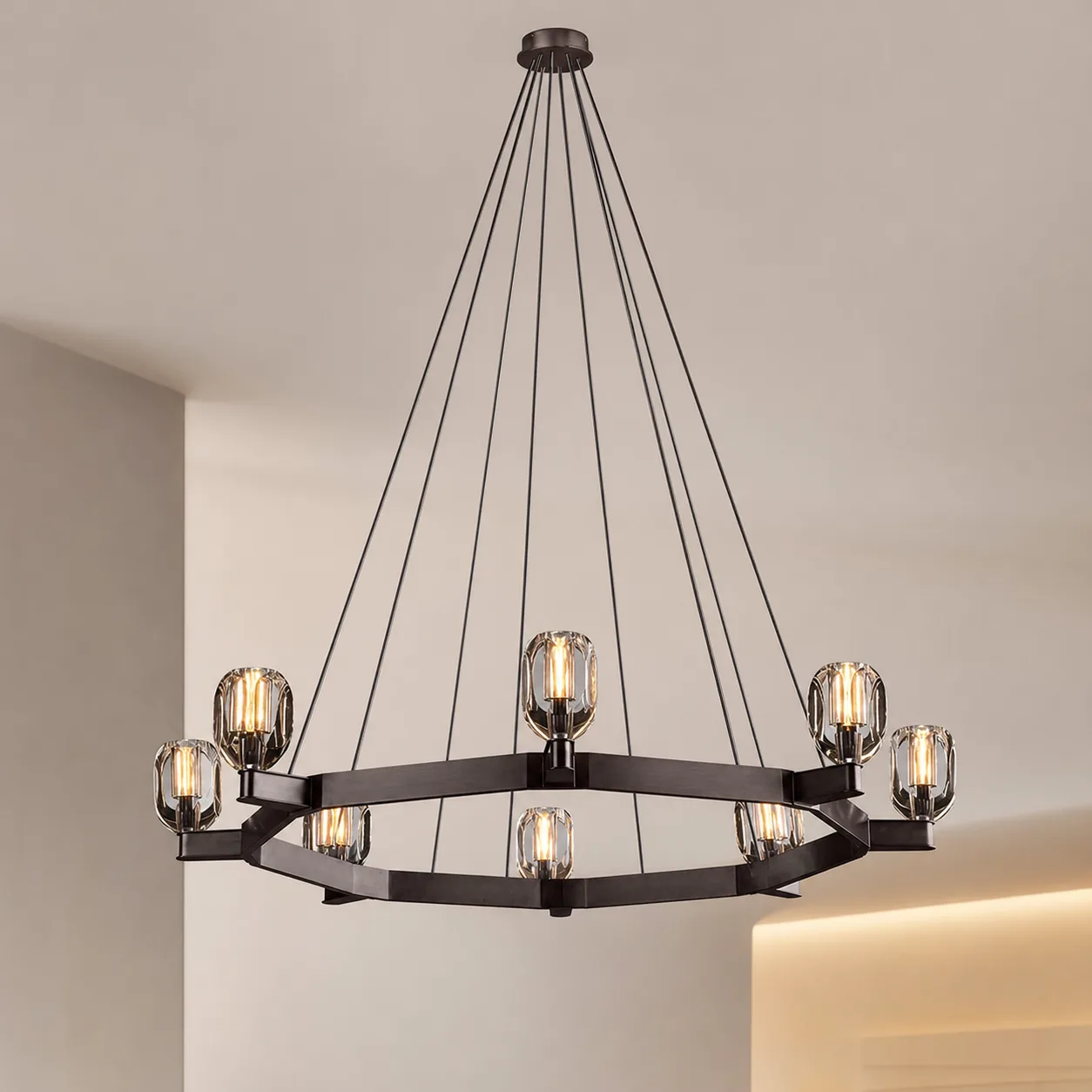 Arcane Iron Glass Chandelier custom chandeliers