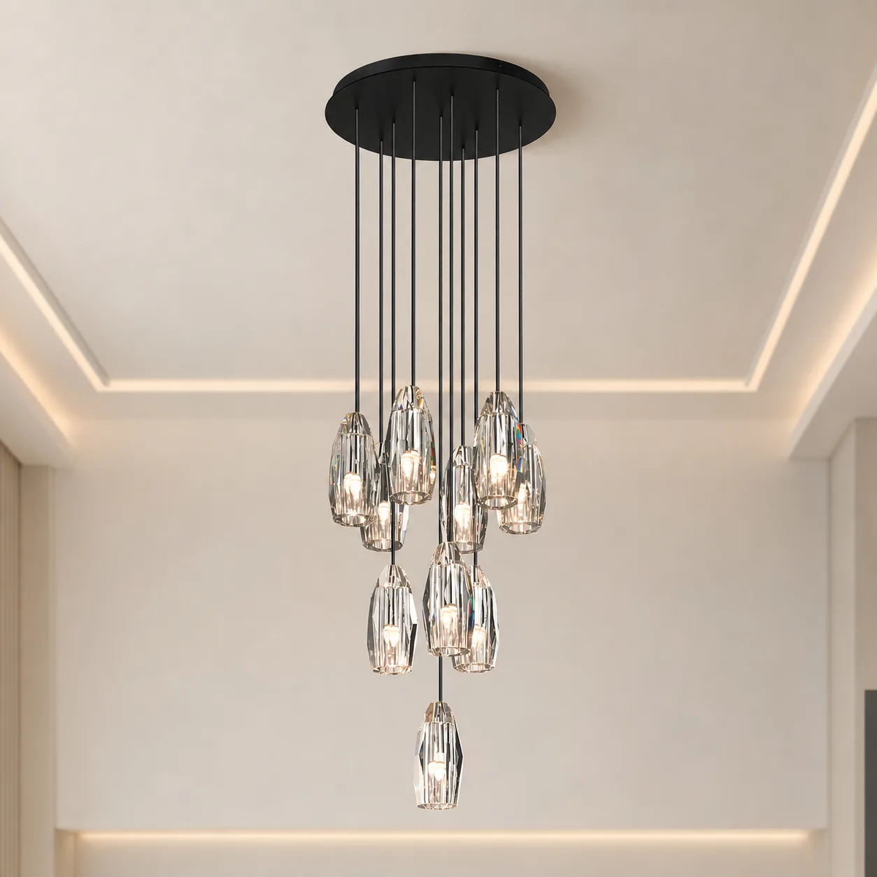 Cascading Crystal Cluster Chandelier custom chandeliers