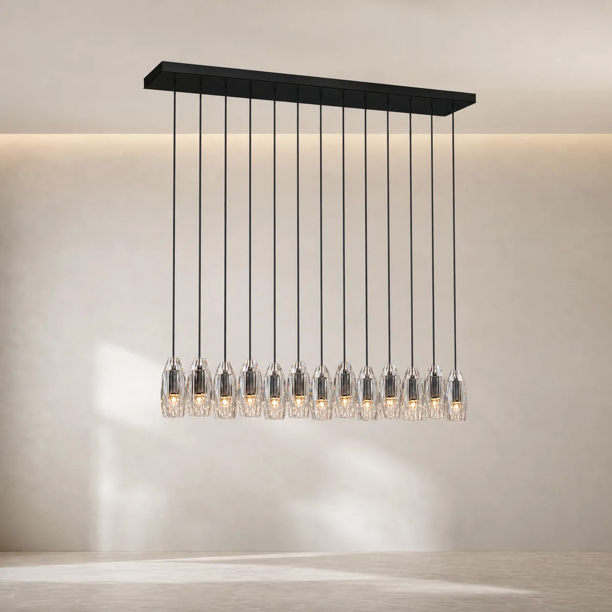 Linear Smoke Glass Chandelier custom chandeliers