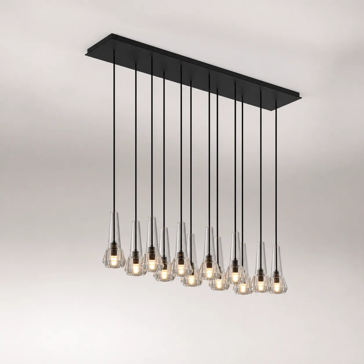 Luminous Smoked Glass Linear Chandelier custom chandeliers