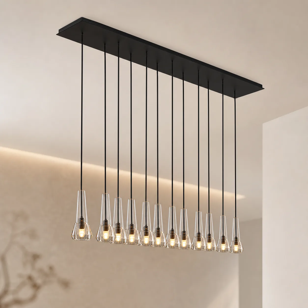 Luminous Smoked Glass Linear Chandelier image 4