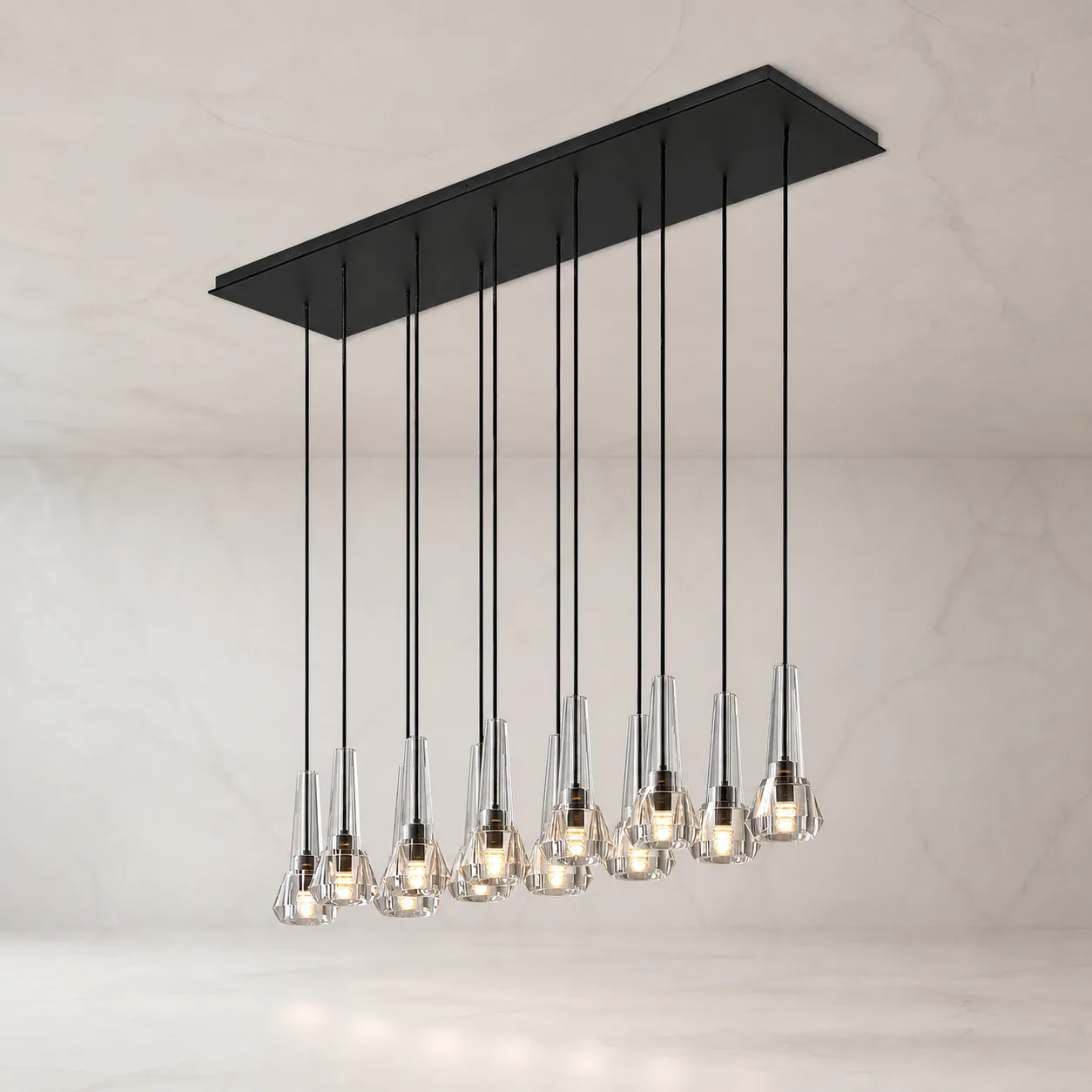 Luminous Smoked Glass Linear Chandelier image 2