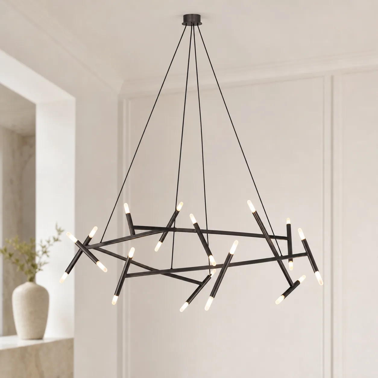 Architectural Bronze Branch Chandelier image 6