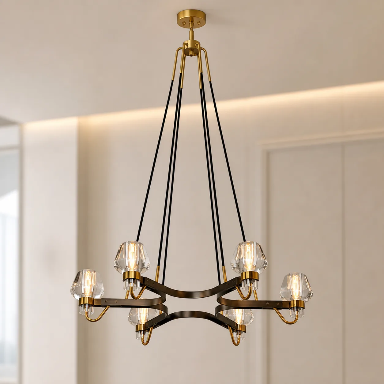 Gilded Iron Crystal Chandelier image 2
