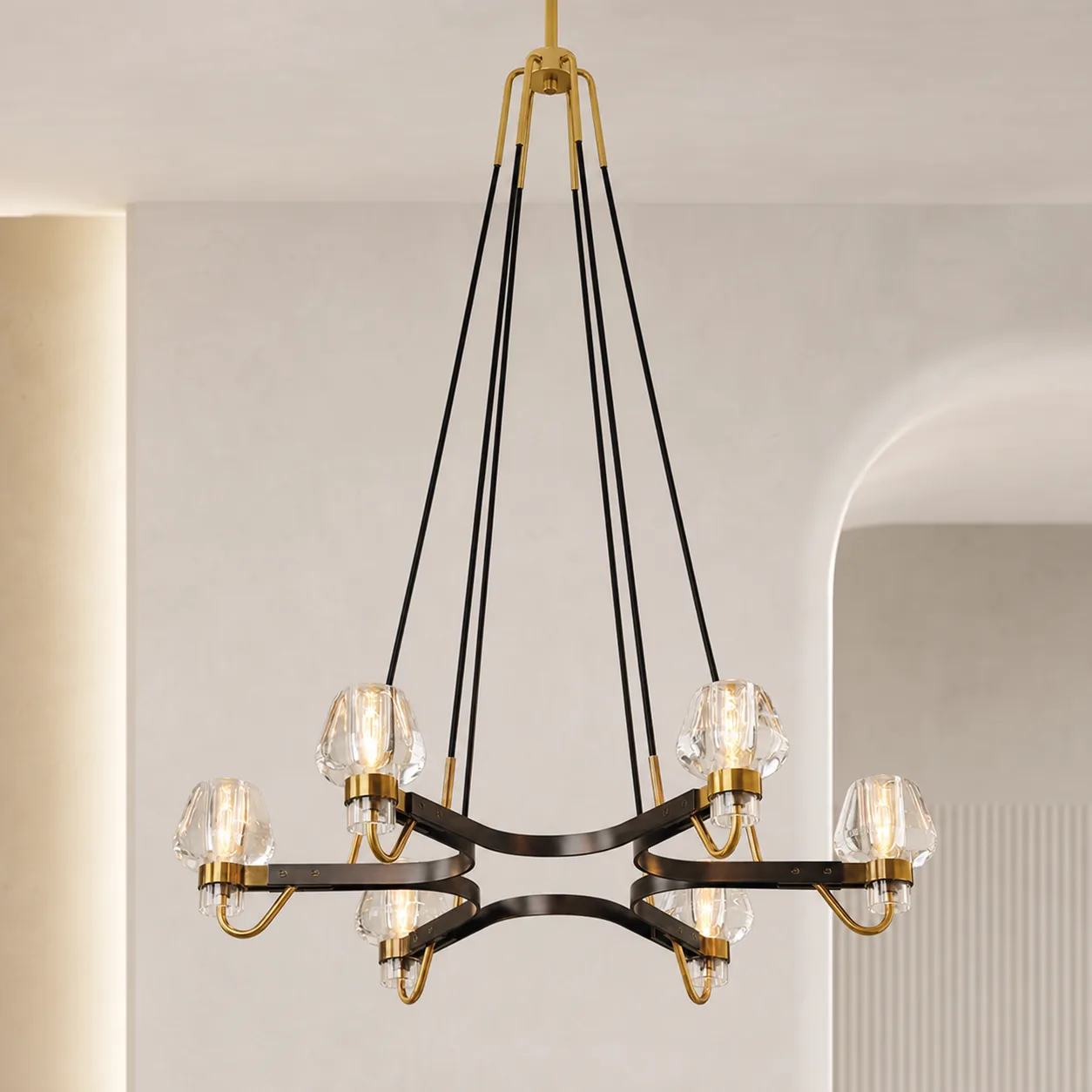 Gilded Iron Crystal Chandelier image 5