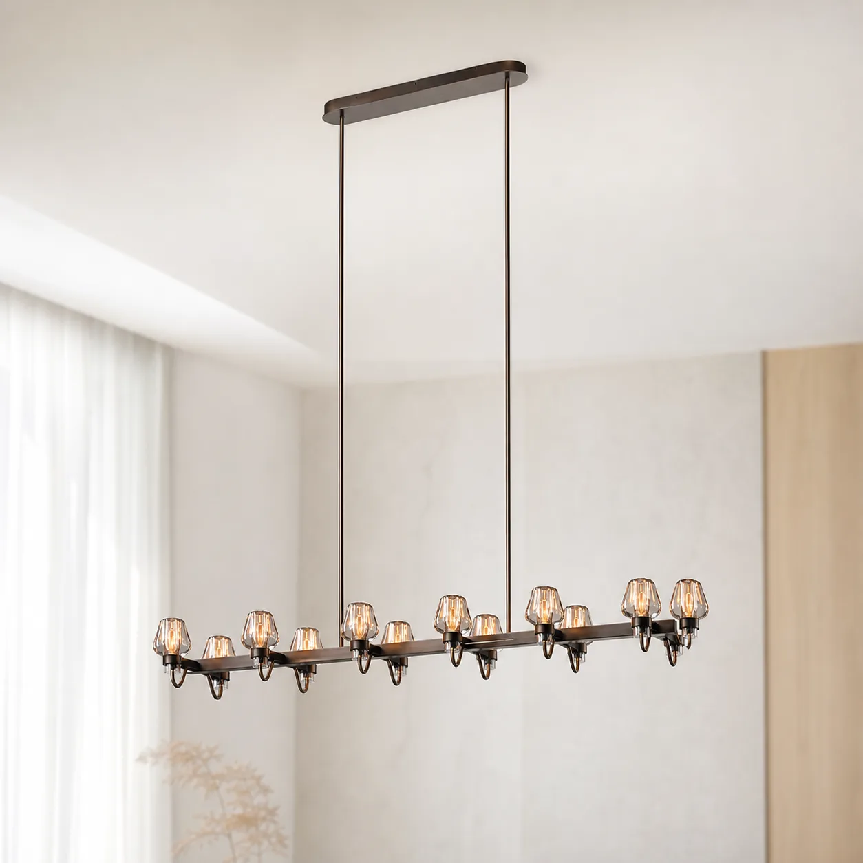 Heritage Smoked Glass Linear Chandelier image 4
