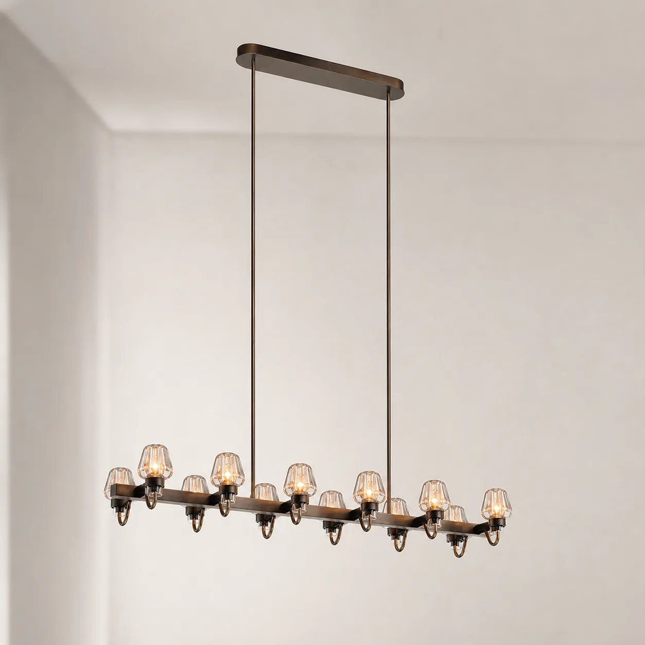 Heritage Smoked Glass Linear Chandelier image 2
