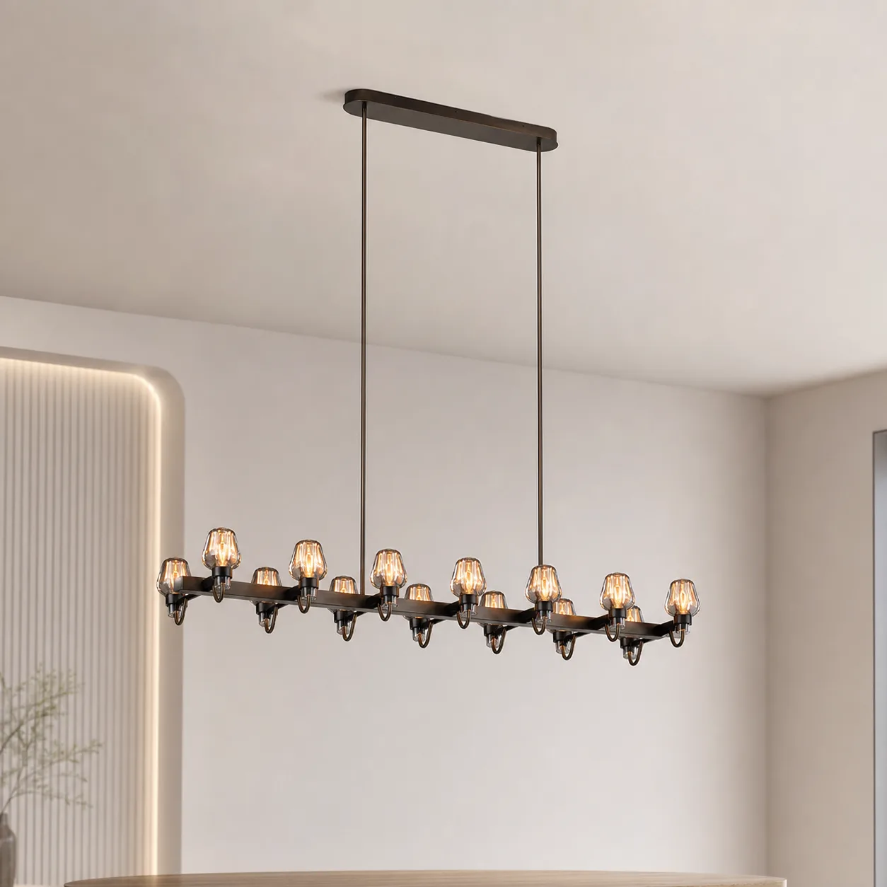 Heritage Smoked Glass Linear Chandelier image 3