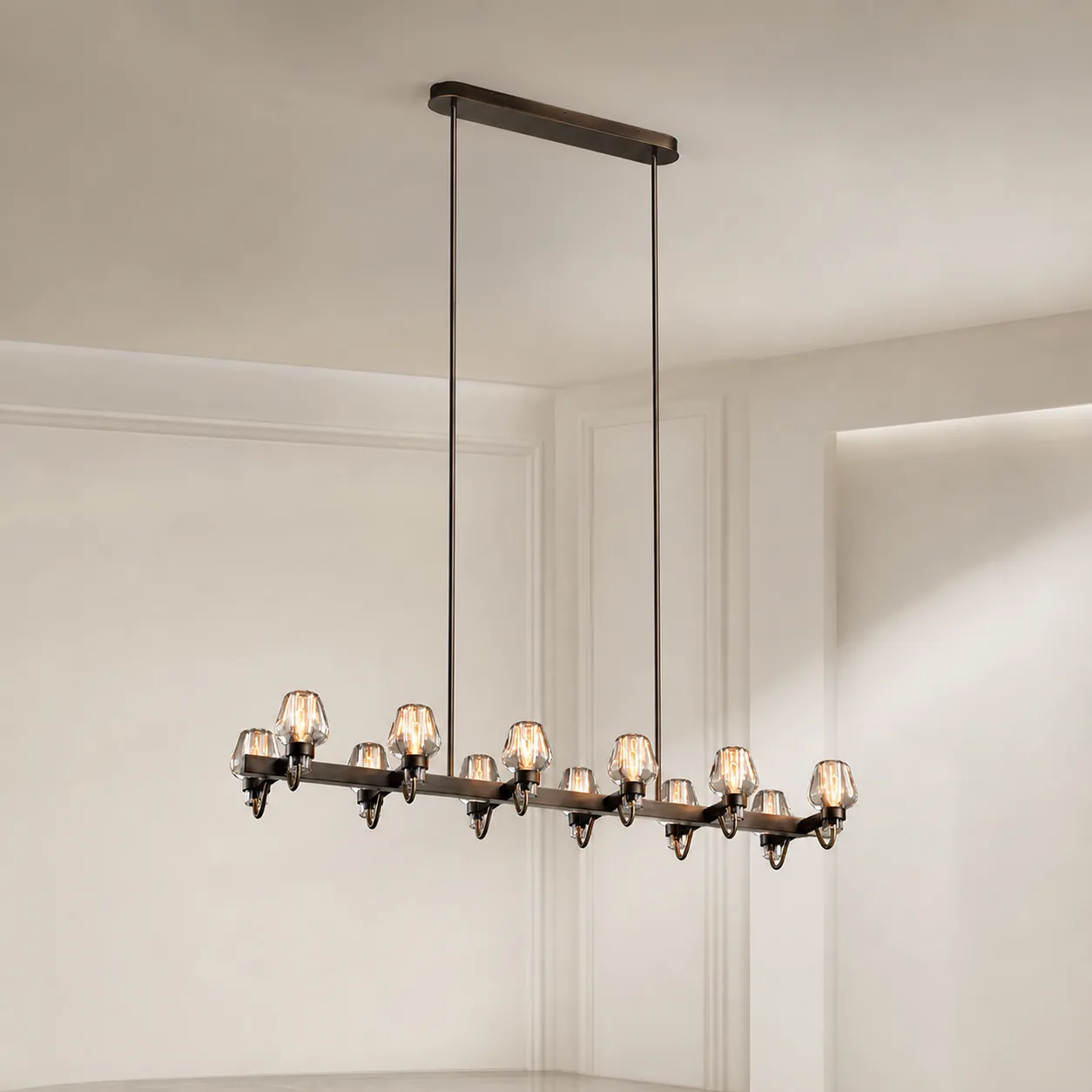 Heritage Smoked Glass Linear Chandelier image 5