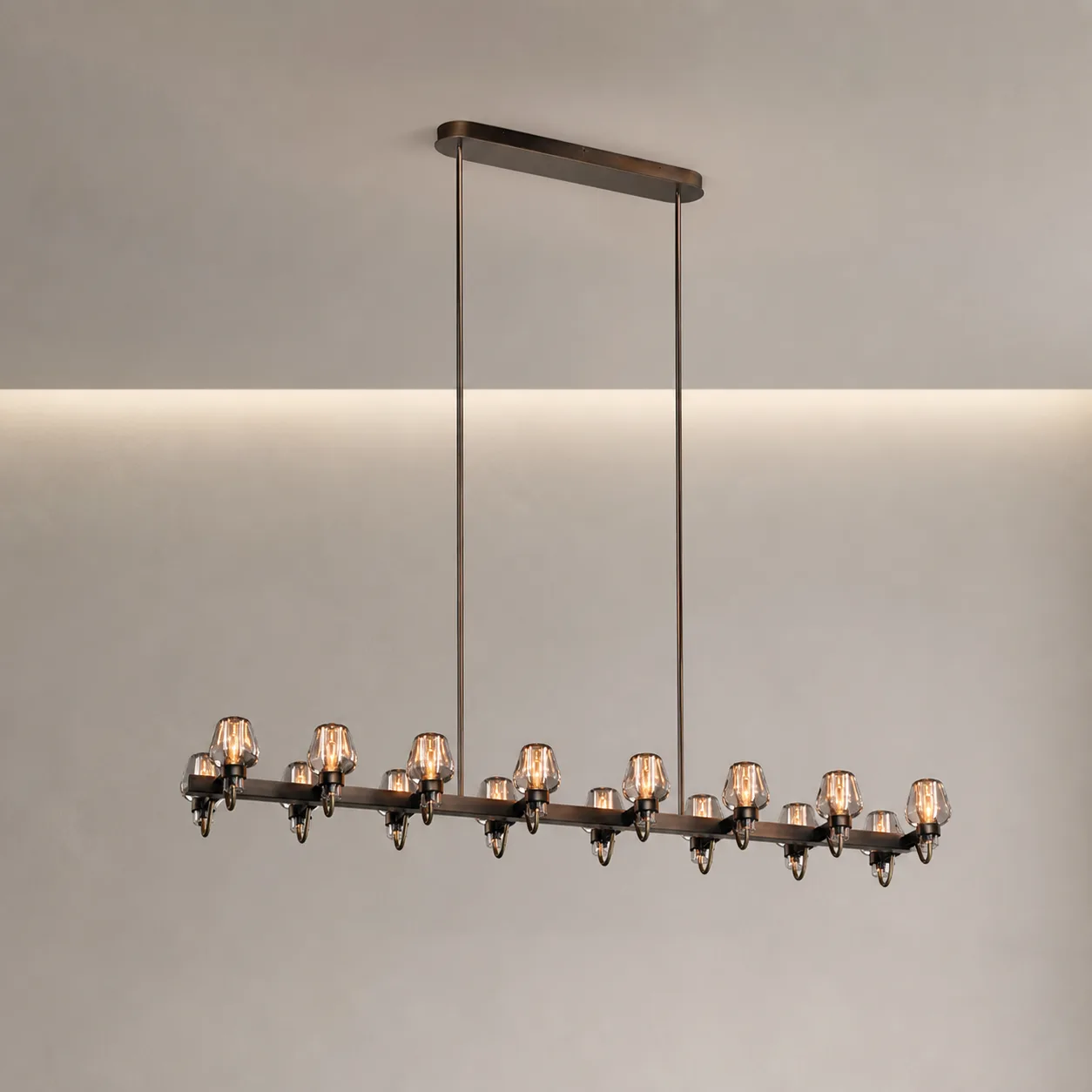 Heritage Smoked Glass Linear Chandelier custom chandeliers