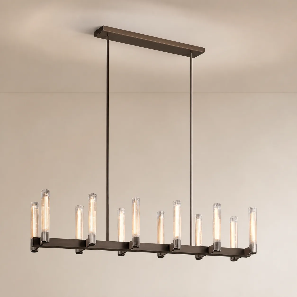 Architectural Glass Linear Chandelier custom chandeliers