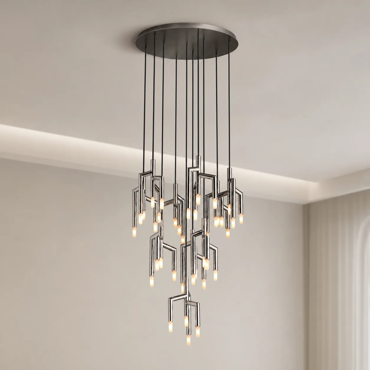 Graphite Geometric Metal Chandelier custom chandeliers