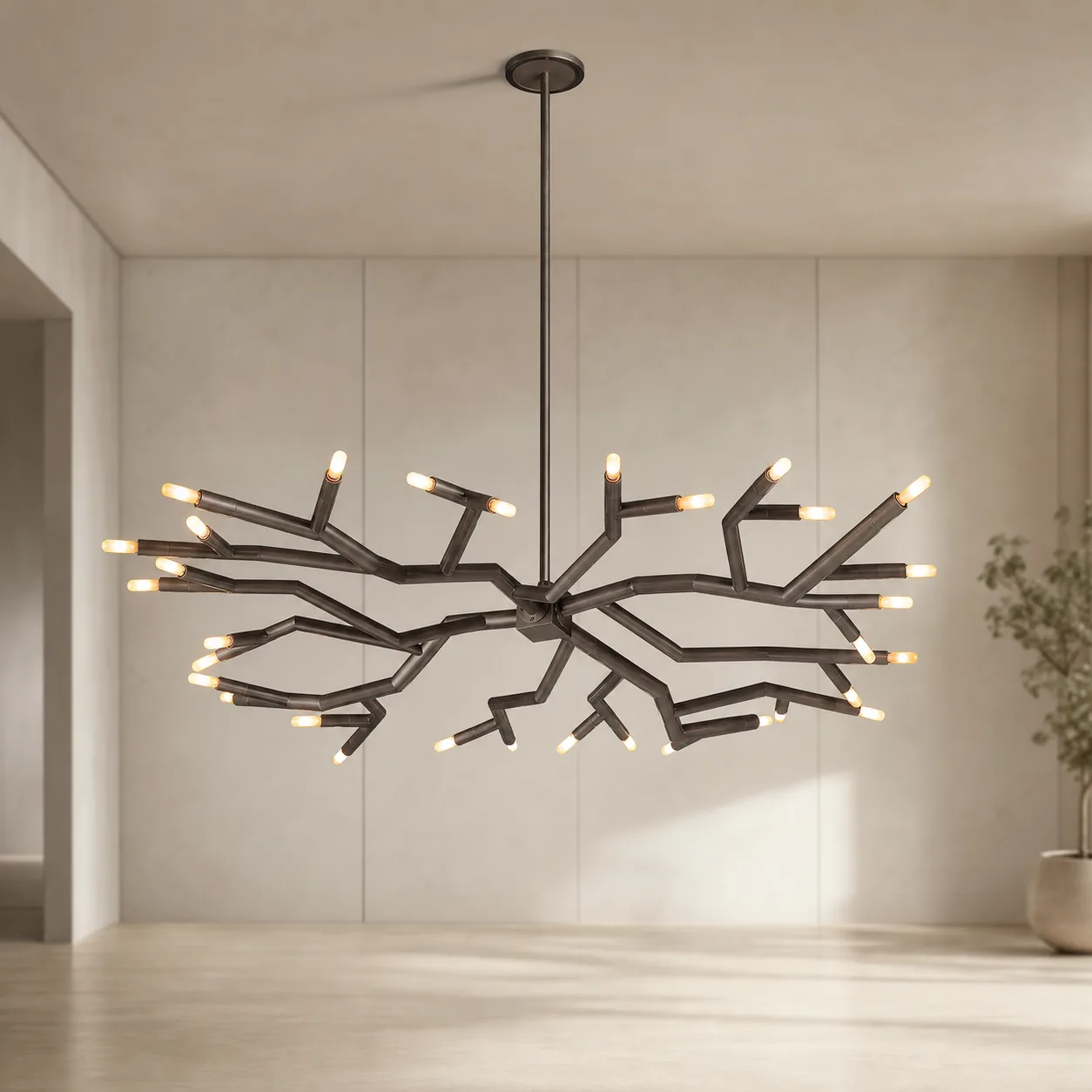 Branching Bronze Metal Chandelier image 3