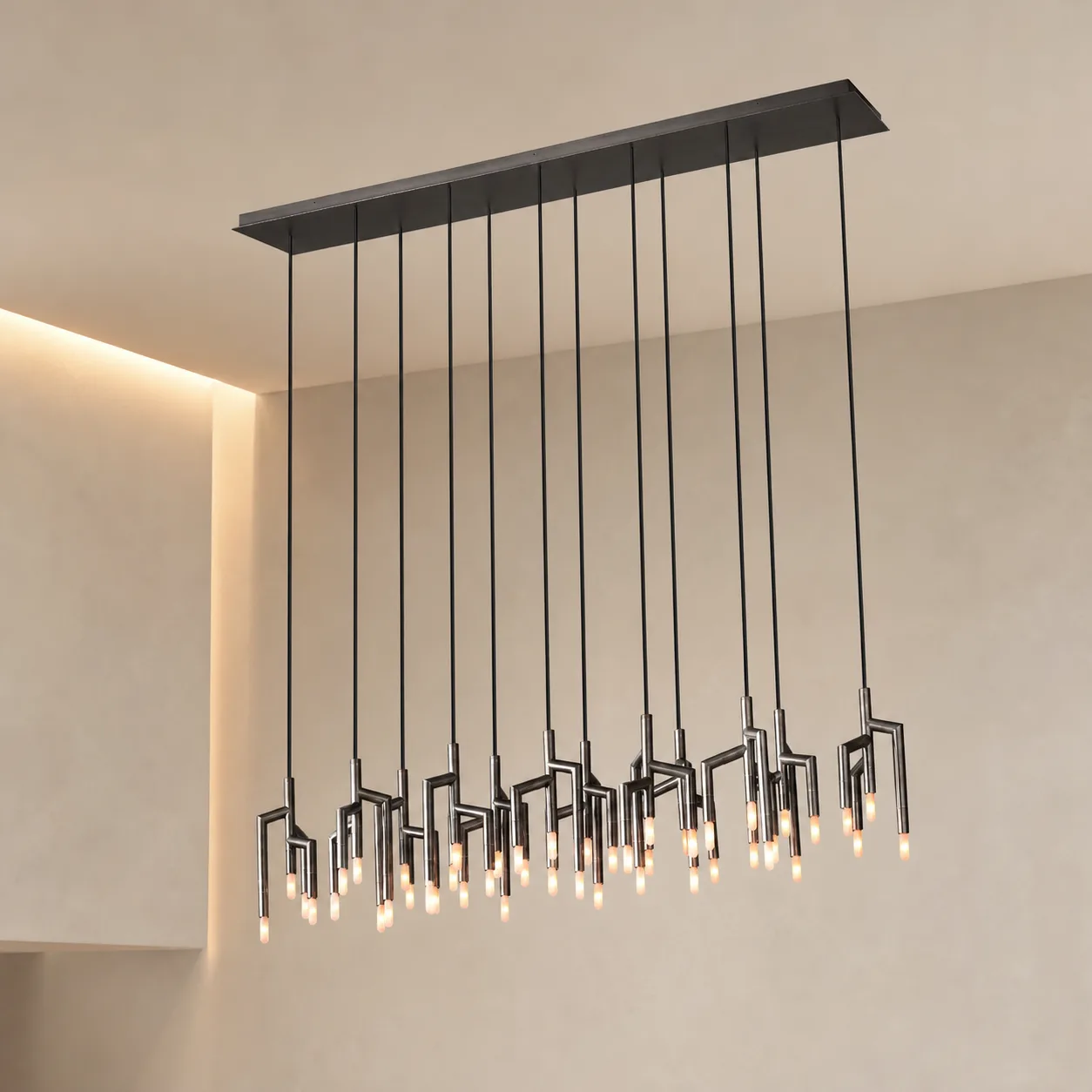 Architectural Black Metal Chandelier custom chandeliers