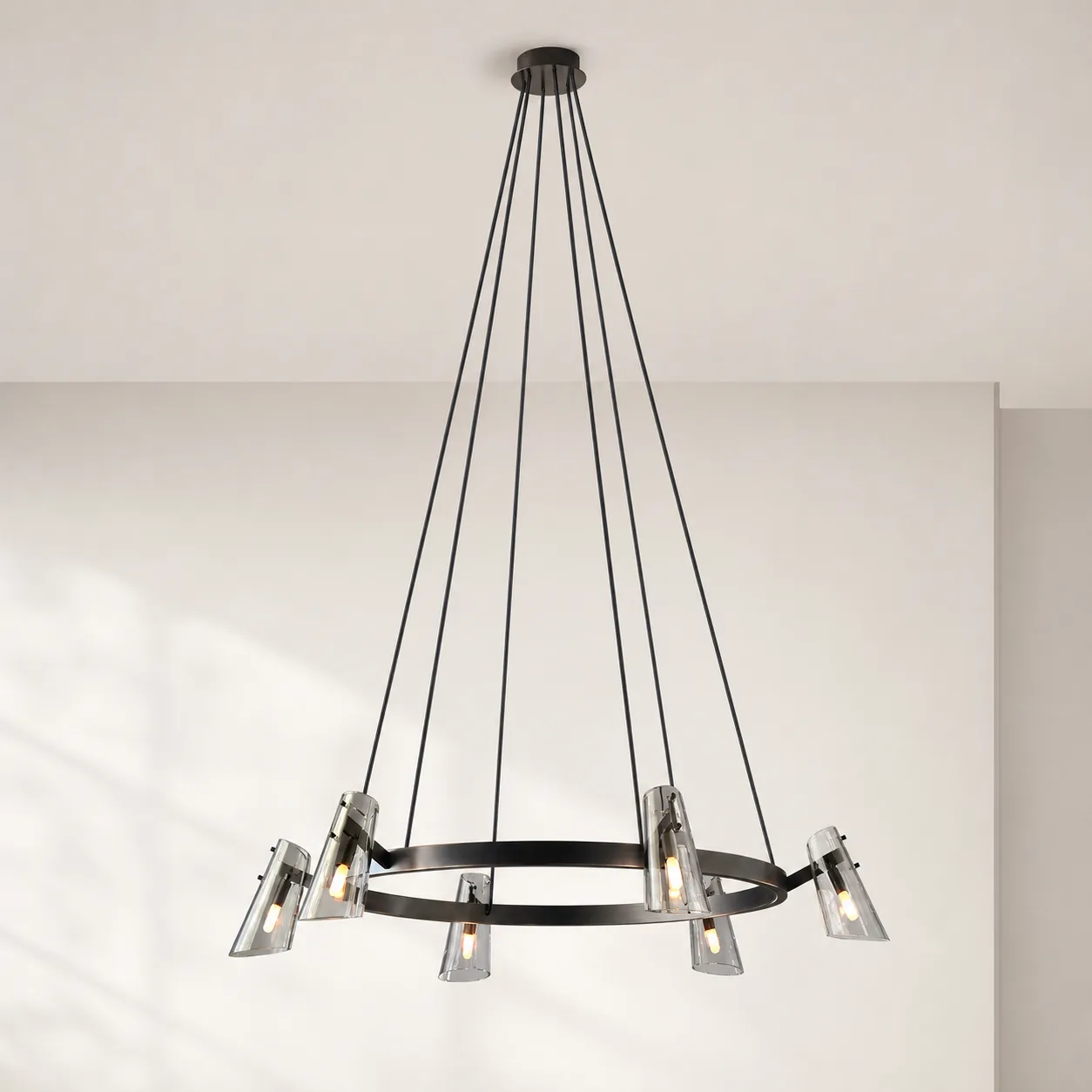 Aerial Black Glass Ring Chandelier image 3