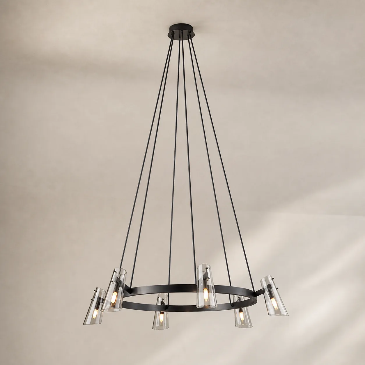 Aerial Black Glass Ring Chandelier image 2