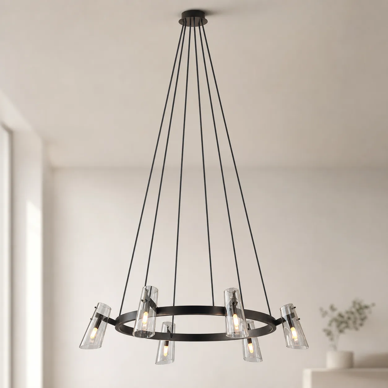 Aerial Black Glass Ring Chandelier custom chandeliers