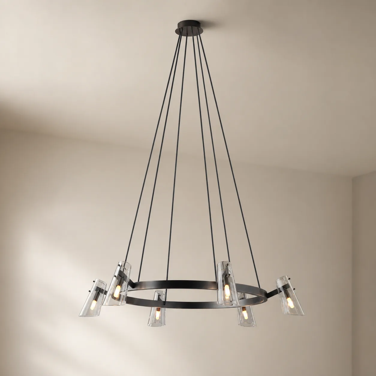 Aerial Black Glass Ring Chandelier image 6