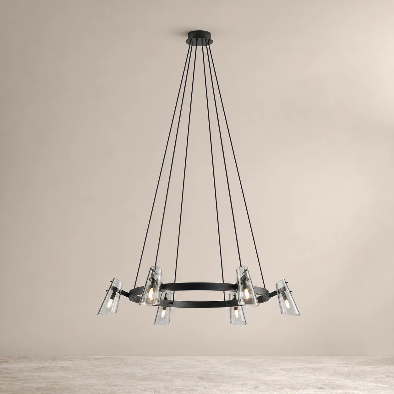 Aerial Black Glass Ring Chandelier image 5