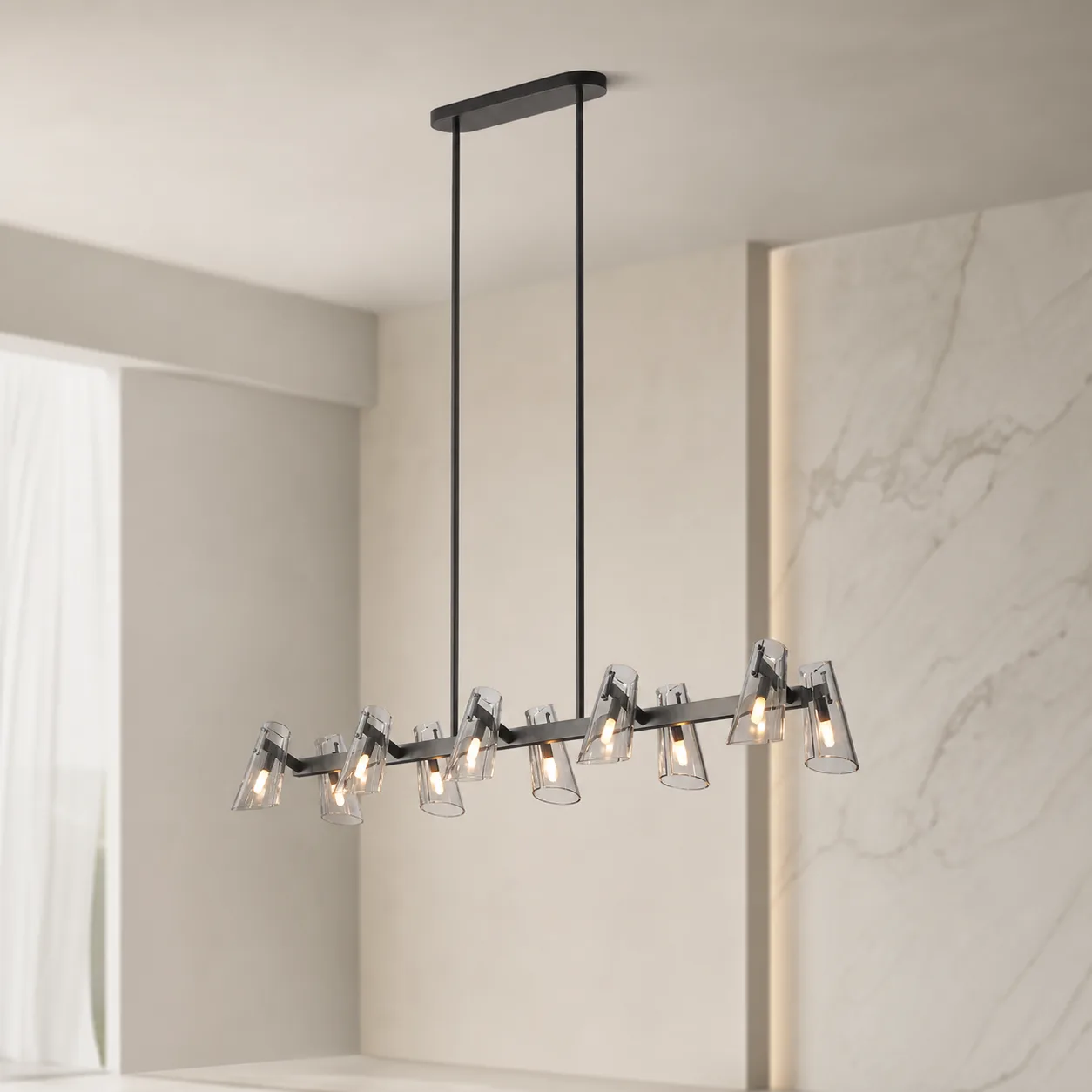 Smoked Glass Linear Pendant Light custom pendants
