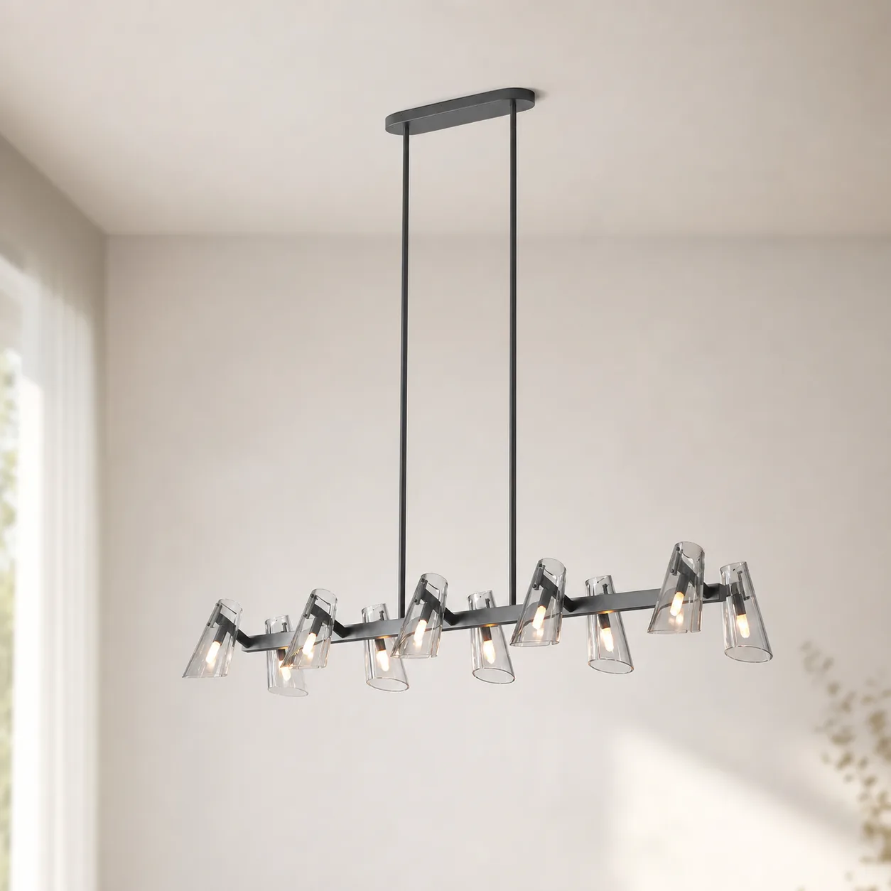 Smoked Glass Linear Pendant Light image 2